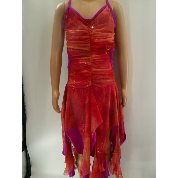 Dance Costume Medium Child Orange Weissman 4793 Jazz Lyrical Handkerchief Skirt - Picture 1 of 8